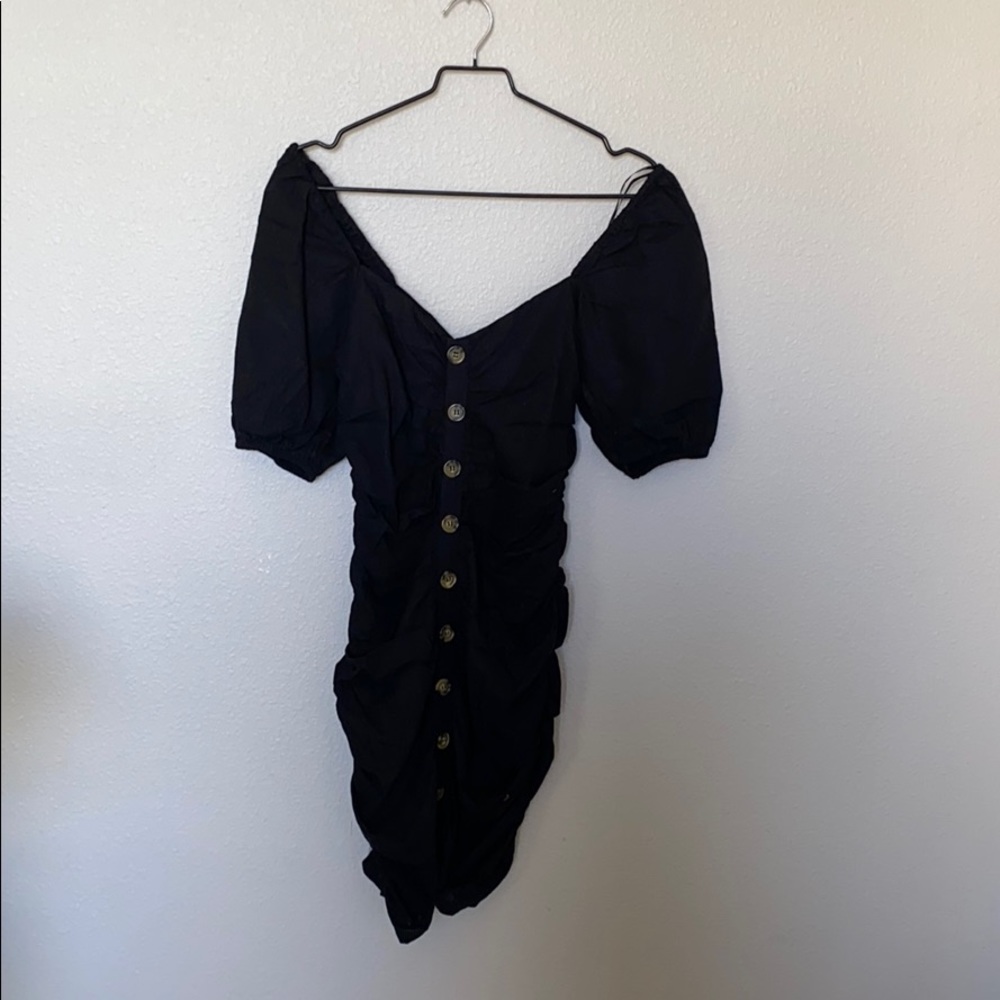 Off the shoulder black scrunch dress